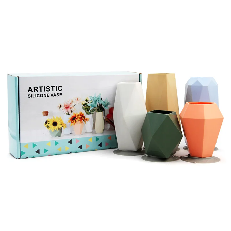 Silicone Vase Silicone Flower Vase Plant Flower Pot with Strong Suction Cup Flower Vase