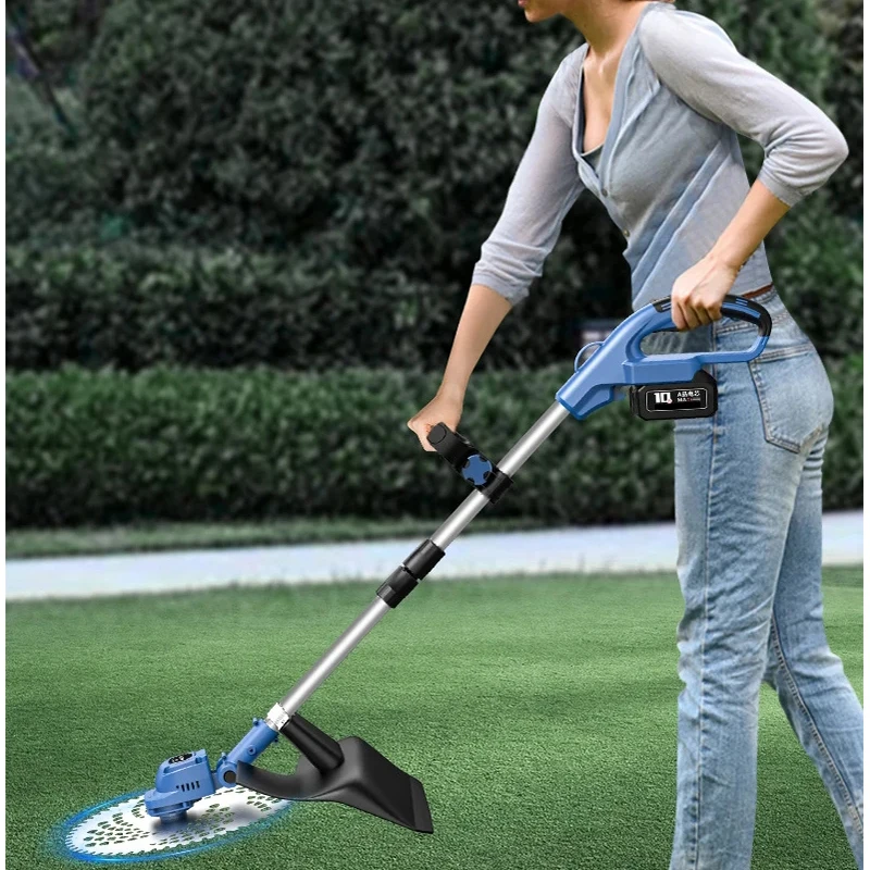 21V Rechargeable Grass Trimmer Cordless Grass Cutter Machine Household Small Weeder Battery Powered Electric Lawn Mower