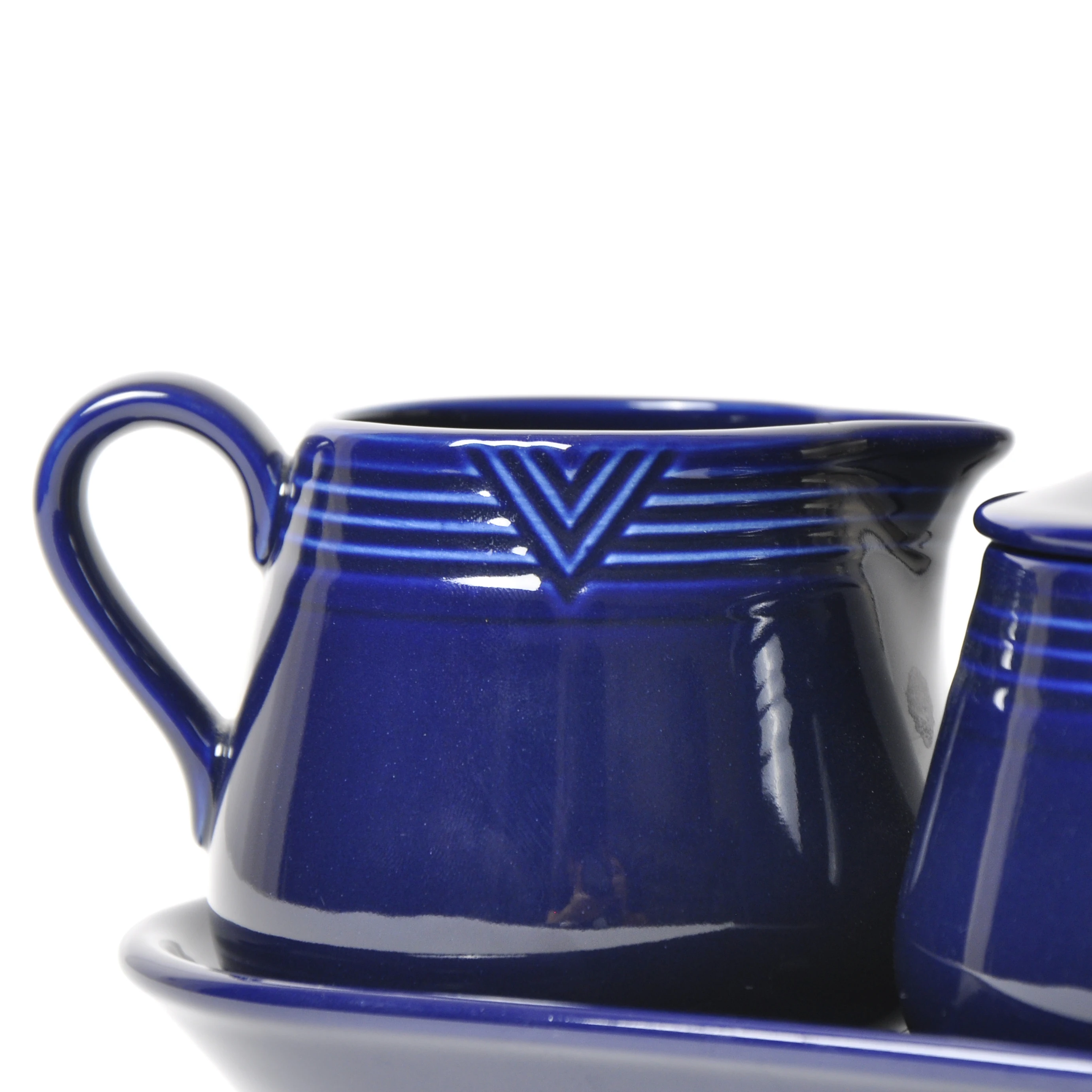 
Morden Style Glossy Glaze Creamer Ceramic Coffee Tea Sugar Canister Sets With Saucer Embossed Dinnerware 