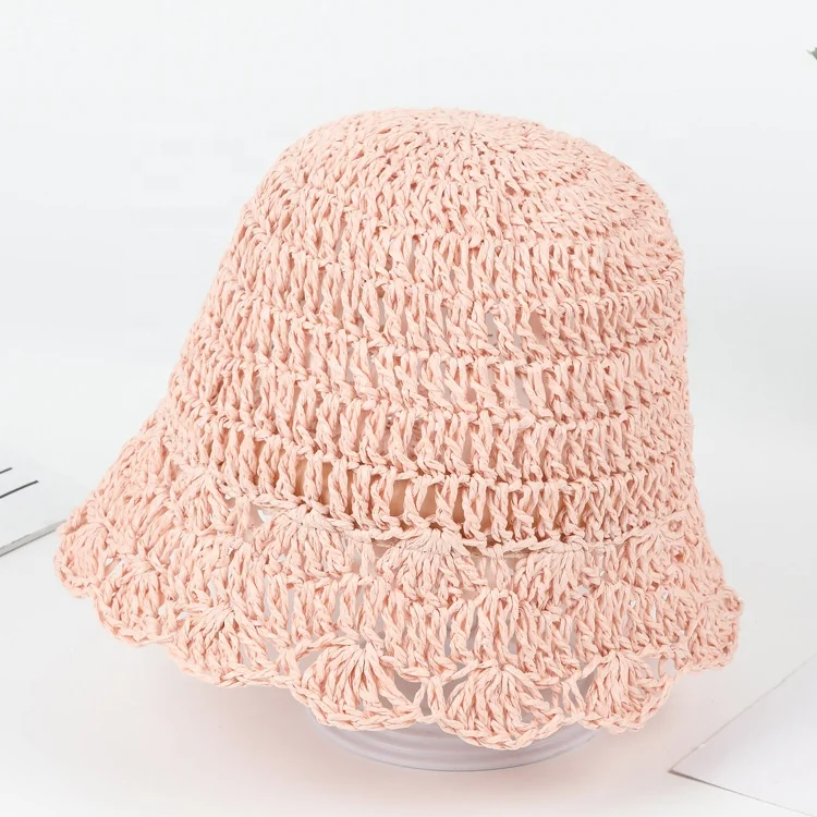 New Style Summer Kids Handmade Straw Bucket Hat Korean Style Girls And Boys Sun Hat