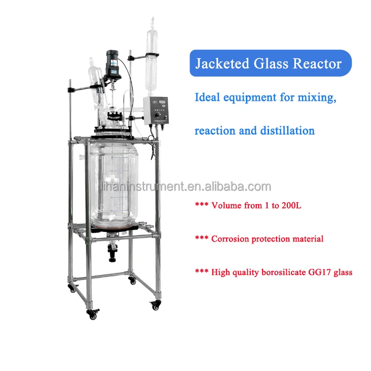 Factory support customization chemical Jacketed glass reactor lab reactor double glass reactor