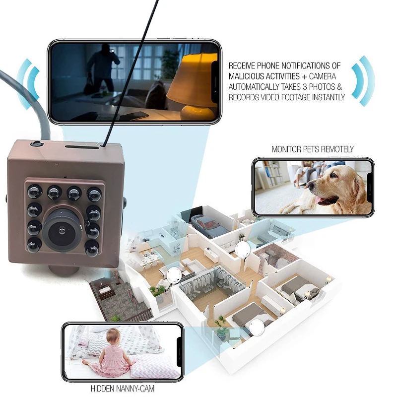 New Arrival CMOS 1080P 5MP IP Network P2P Cctv SD Card IR CUT Infrared Mini IR Wifi Wireless Camera With Double Bracket Camhi