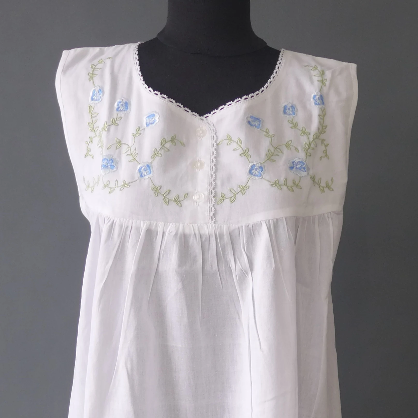 White Cotton Nightgown nightdress sleepwear nightwear