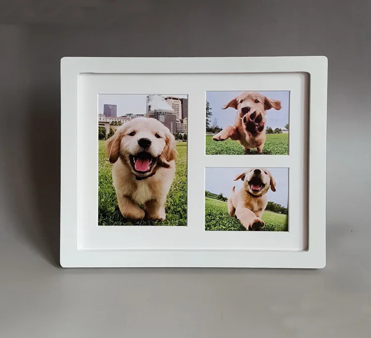 Pafu New design 28X23 wood picture frames wholesale baby Three-frame handprint and footprint clay kit clay frame