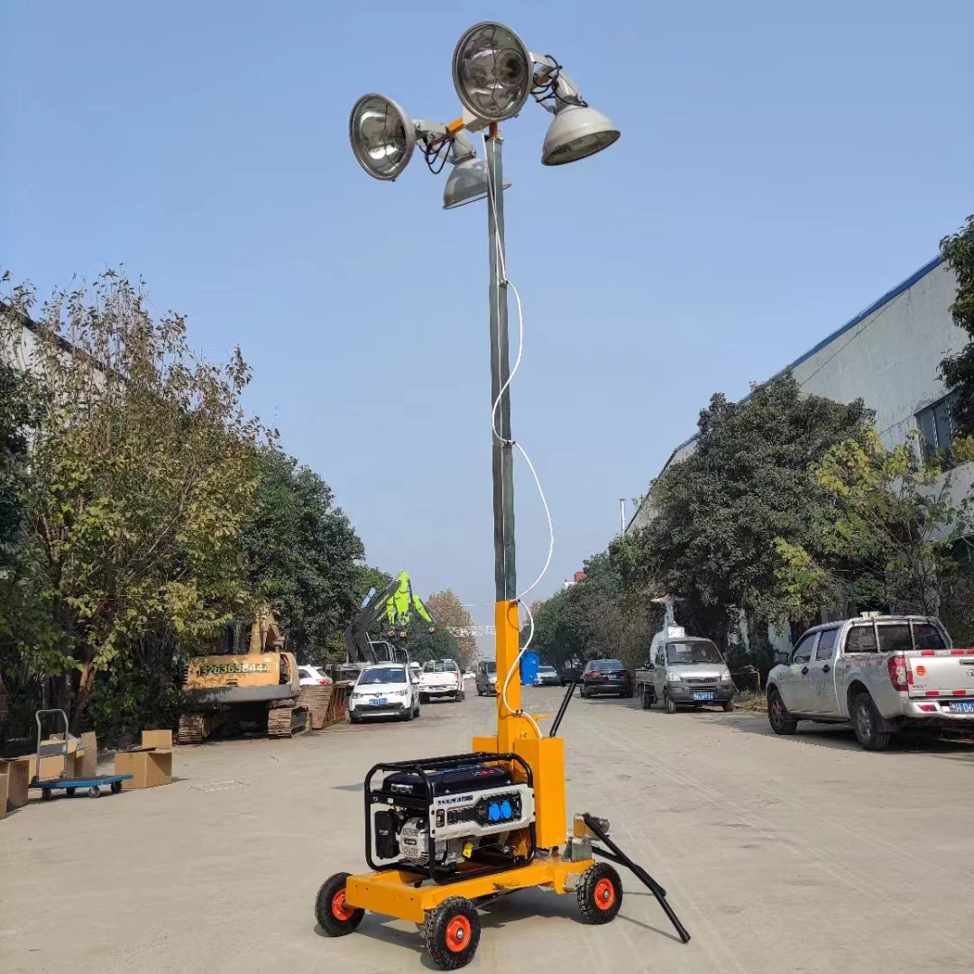4x1000W mobile light towers hydraulic telescopic mast portable outdoor lighting tower