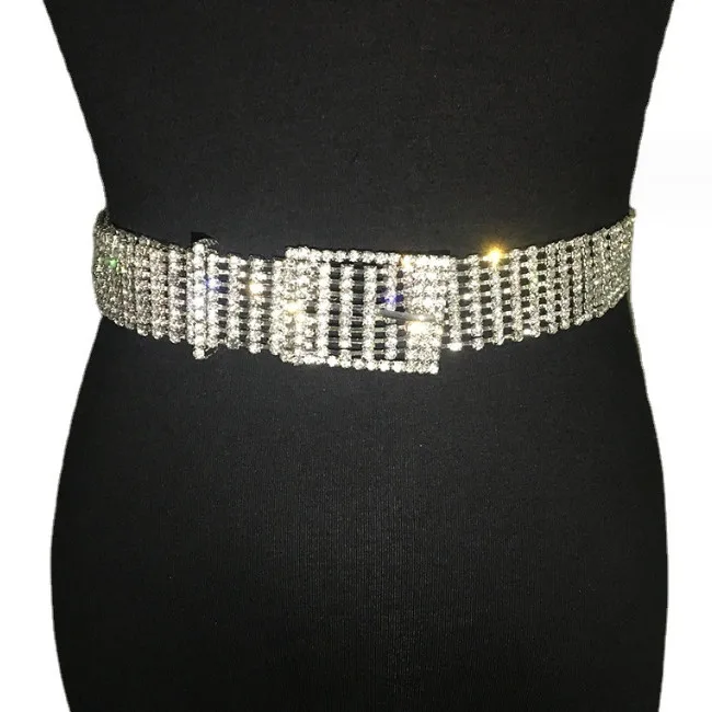Womens Fashion Shiny Rhinestone Waist Belt Metal Diamond Belt