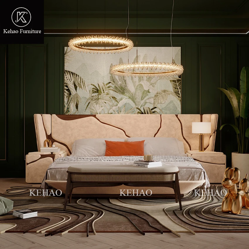 High End Villa Bed Set High Quality King Size Bedroom Sets Furniture modern italian bed Royal Luxury Bedroom Set Luxury Bed