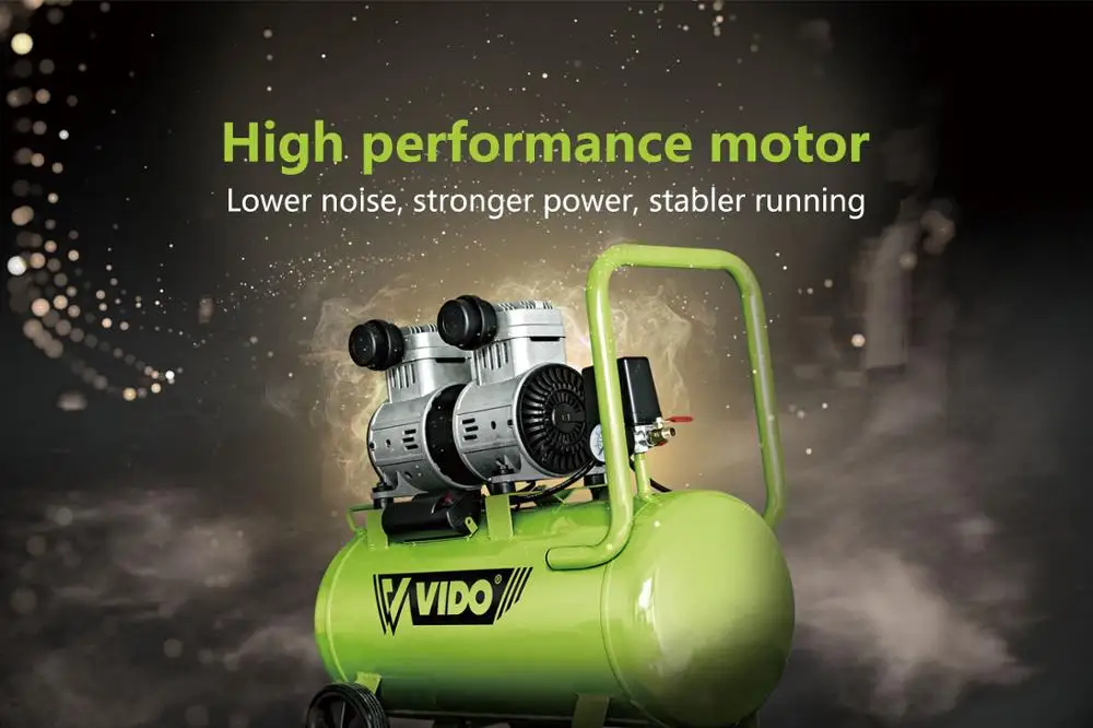  VIDO источник питания машины 24L 1100W(1.5HP) тихий безмасляный компрессор воздуха для пневматических