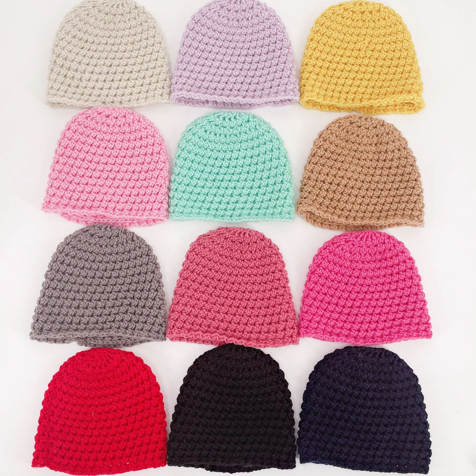 ZY183 Autumn Winter Baby Knitted Hats Infant Wool Cap Solid Color Thicken Warm Newborn Knitted Beanie Woolen Hat