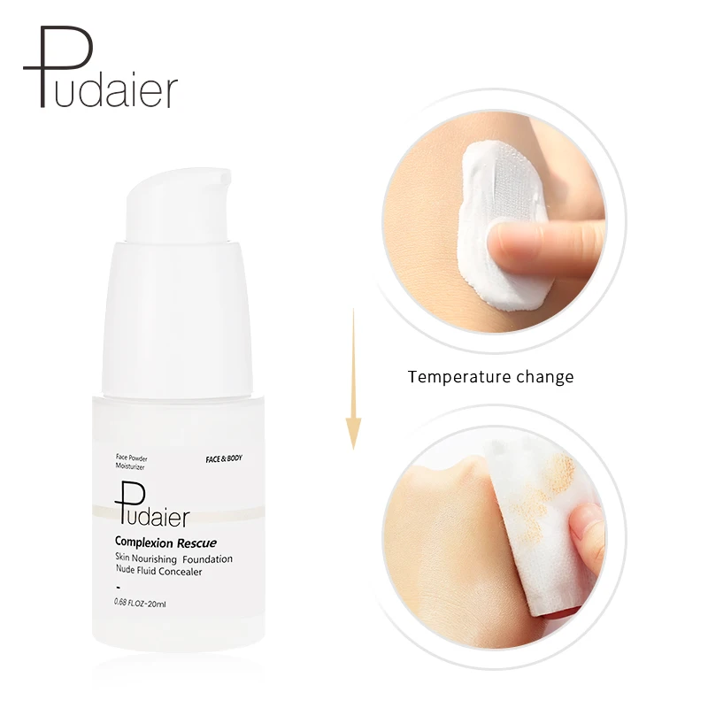 Pudaier High Quality Nude Long Lasting Concealer Temperature Changing Liquid Foundation OEM Moisturizing Makeup Cosmetics