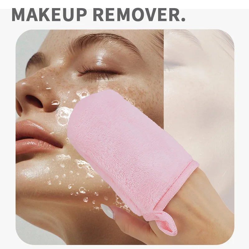 Soft Face Mitten Reusable Makeup Remover Facial Mitt Gloves Microfiber Body Wash Bath Spa Cloth