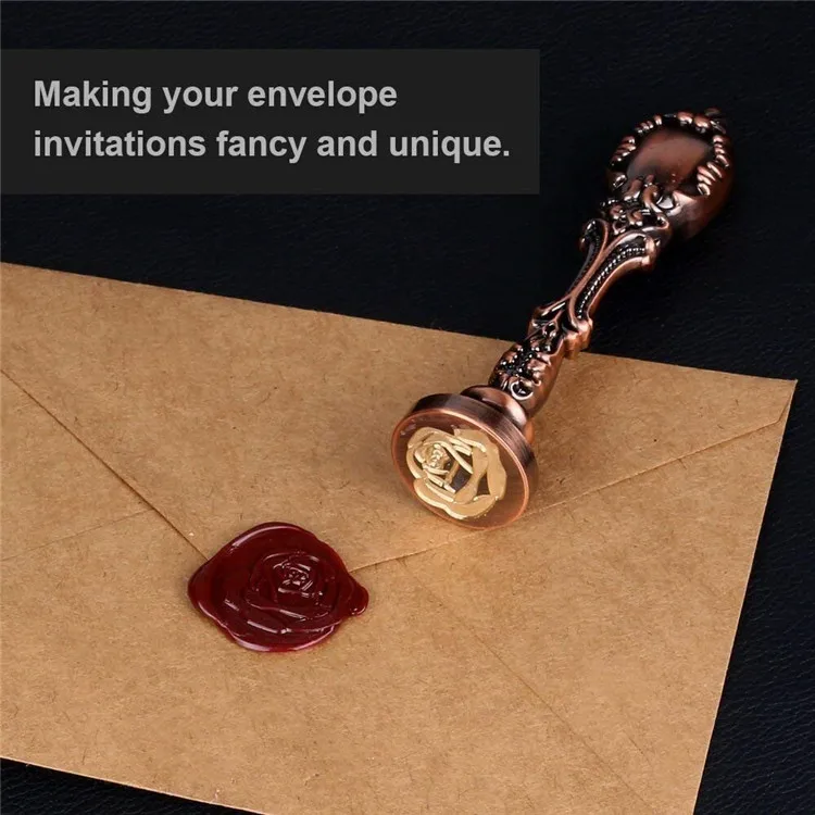 The Rose Wax Seal Stamp Vintage Sealing Red Brass Color Handle