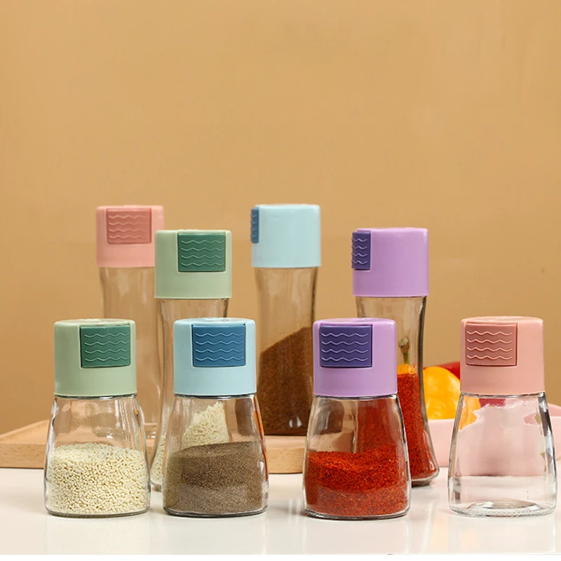 180ML Glass Spice Jar Kitchen Salt and Pepper Shakers Cooking Sugar Seasoning Jar