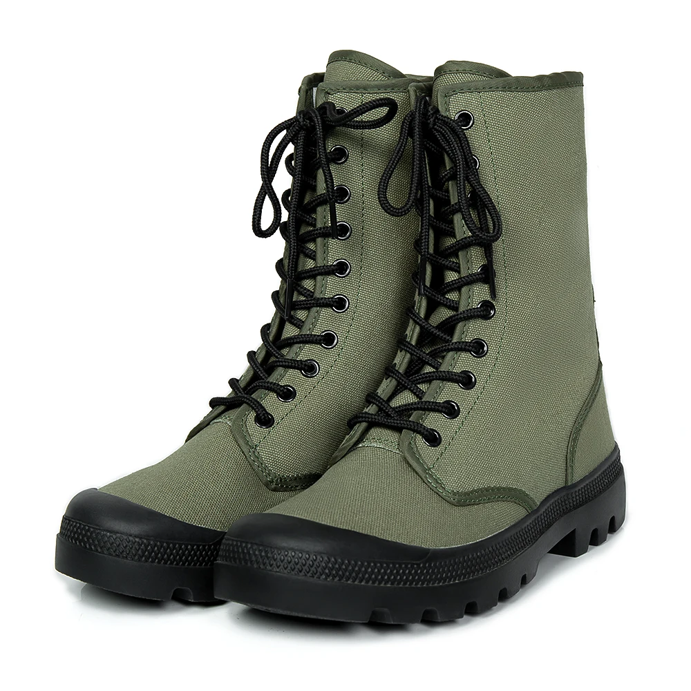High Ankle Men Combat Boots Outdoor Desert Training Black Leather Green Safety Boots Tactical OD Green