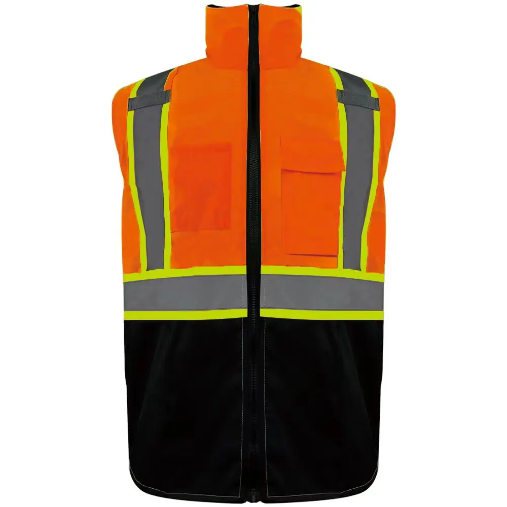 Wholesale Customization Reversible Sleeveless 300D Oxford With PU Coating Durable Waterproof Safety Protection Jacket