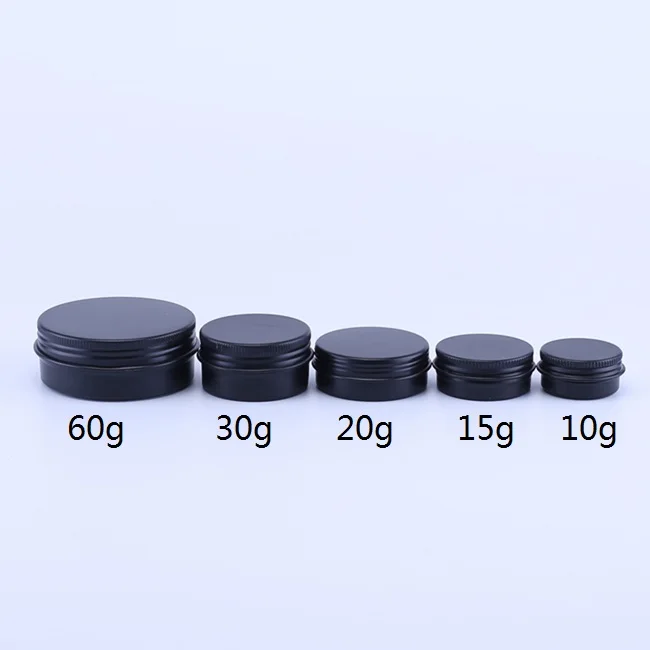 wholesale matte black 10g 15g 20g 30g 60g 100g cosmetic cream scent candles aluminum tin jars