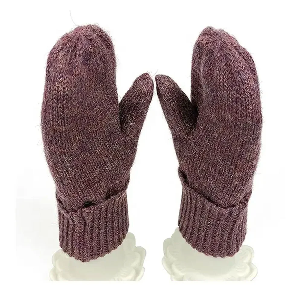 ECO Kids Knit Two Fingers Lined Baby Gloves Friendly Woven Embroidered Newborn Woollen Mitten Customized Plain BSCI Winter