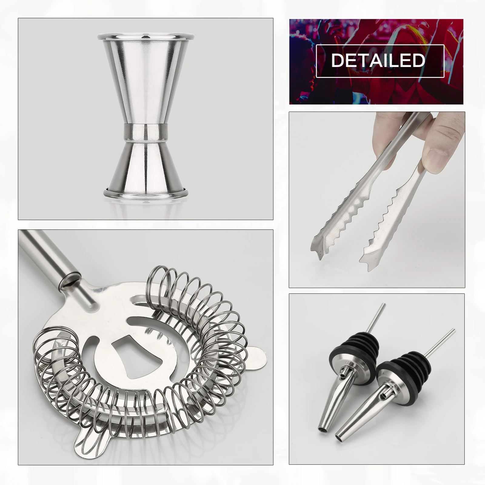
10 Pcs Crystal Cocktail Mixing Glass Set, 750ml Cocktail Glass Shaker,Bartender Kit for Home Party - Makes a Great Gift 