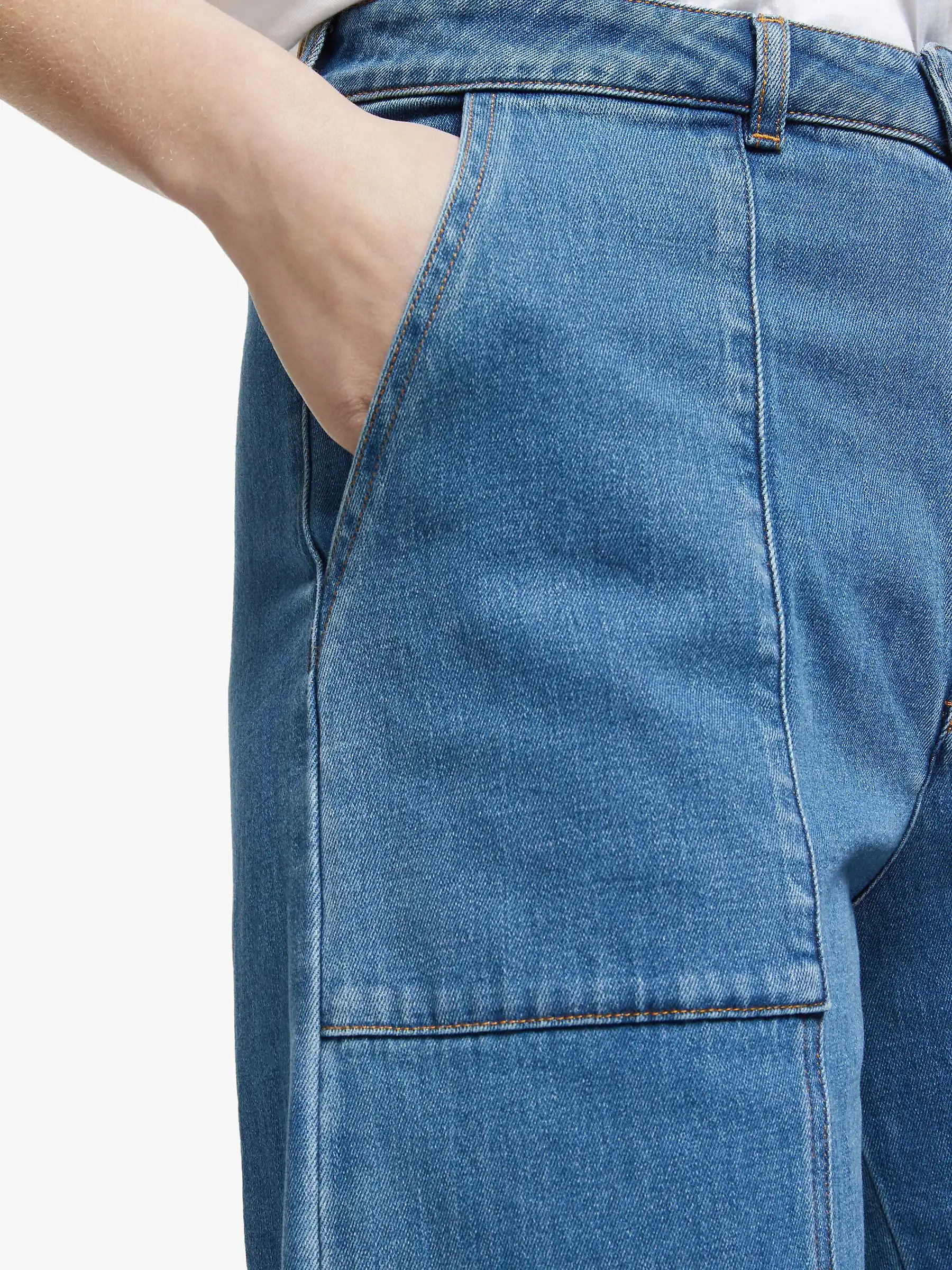 Hot Selling Custom 2024 plus size blue breathable boyfriend baggy street femme denim wide leg pants with pockets women jeans