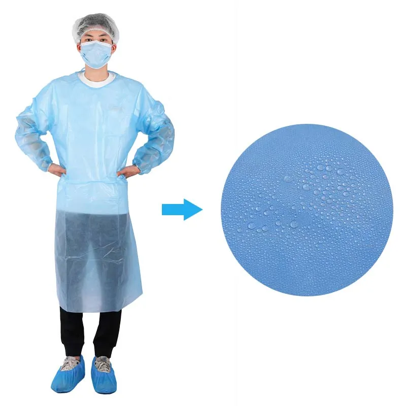 YS disposable pp  pe isolation gown Dust and waterproof knitted cuffs, 10 pack, unisex