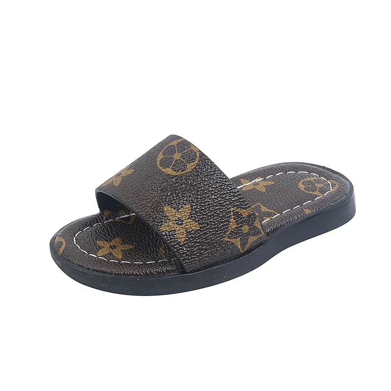 Hao Baby 2022 Korean Summer Kid Alphabet Non-Slip Open-Toed Outerwear Soft Children Sole Flip Flops Slippers