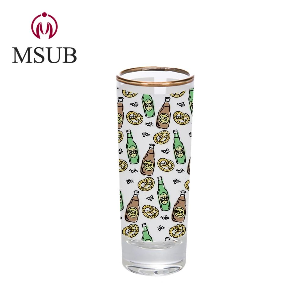 
Sublimation blank suppliers 3oz Shot glass mug with gold rim blank glassware cup 