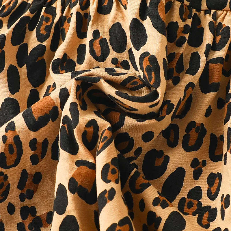 Wholesale Boutique Kids Children Clothes Baby Girls Leopard Print Summer Cotton Dress