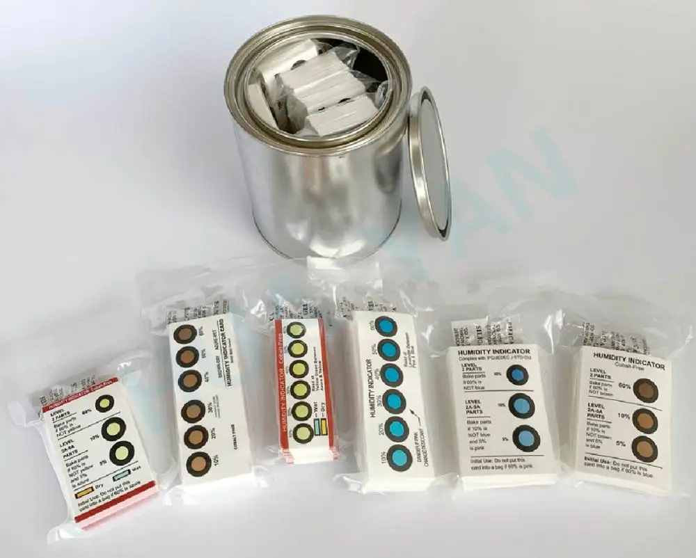 
The popular HY brand customized Cobalt and Halogen Free 10% 20% 30% 40% 50% 60% humidity indicator cards 