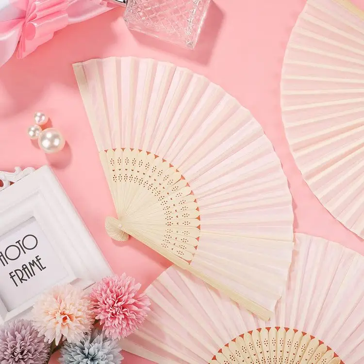Church Wedding Gift Portable And Easy To Carry Large Asian Silk Colored Custom Hand Fan