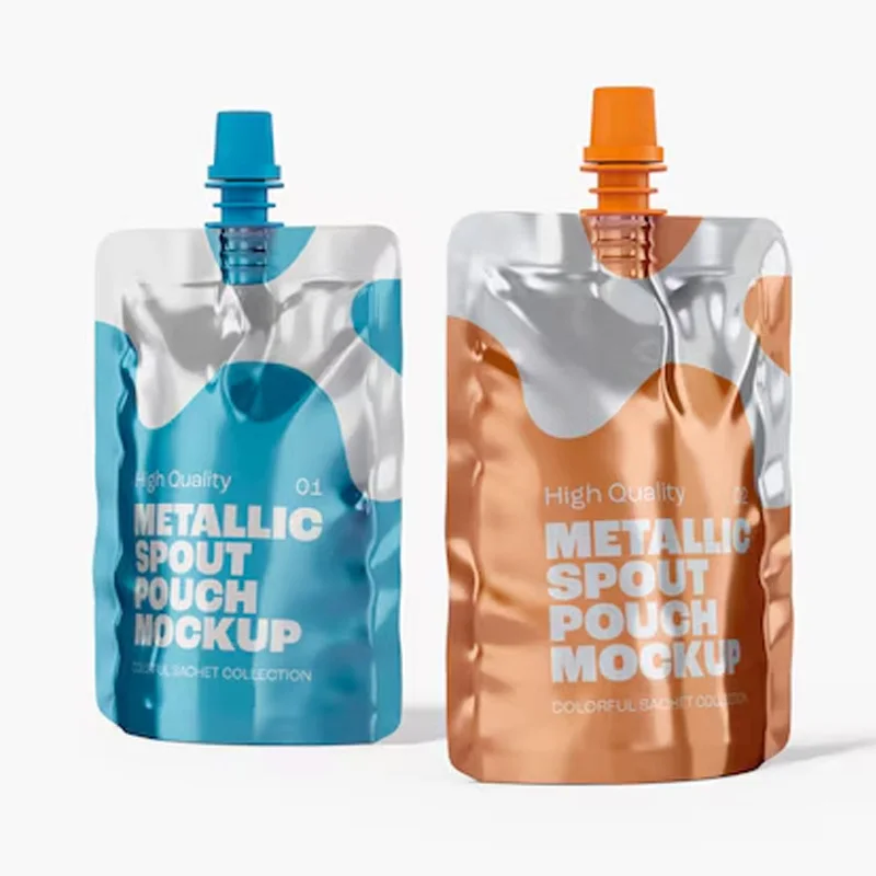 Biodegradable Reusable Doypack Stand Up Plastic Liquid Fruit Juice Spout Pouch Bag Custom Drink Pouches With Spout