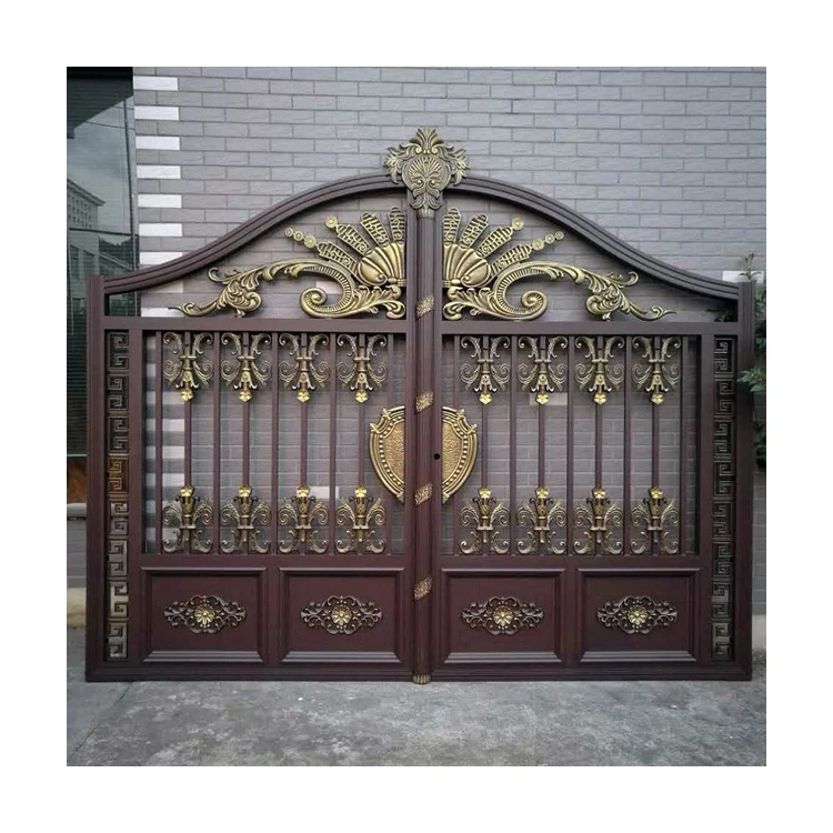
China Manufactory Modern House Main Gates Designs Front Door Prices Wrought Iron Gate 