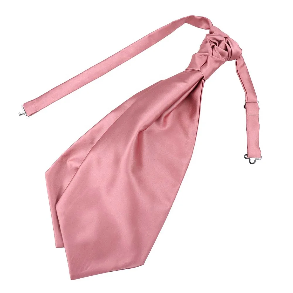 Модный стильный однотонный розовый галстук из полиэстера жаккардовый предварительно завязанный галстук Аскот новый мужской галстук для вечеринки