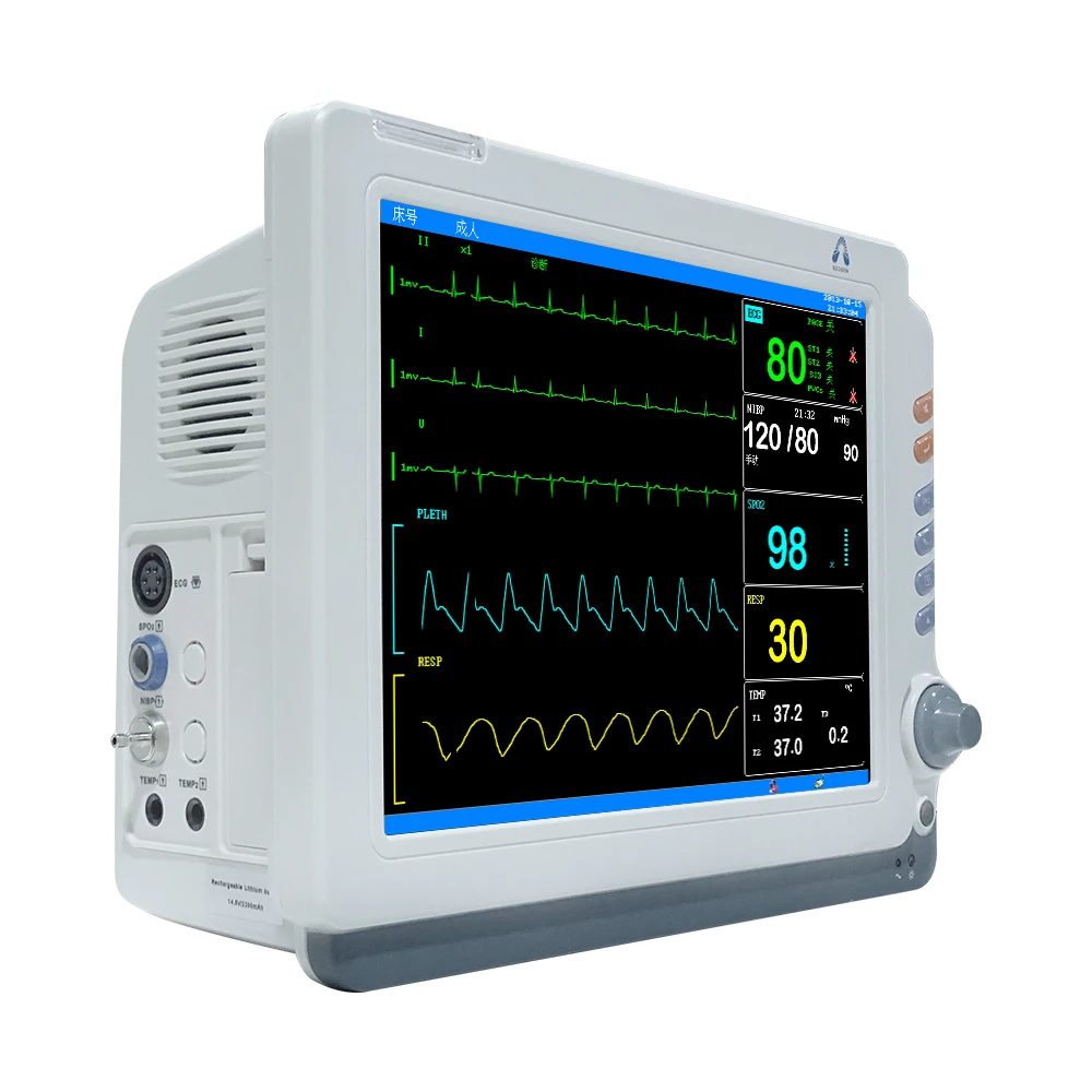 12.1 inch 6 parameter portable ambulance cardiac monitor with accessories ICU trolley patient monitor with optional etco2 module