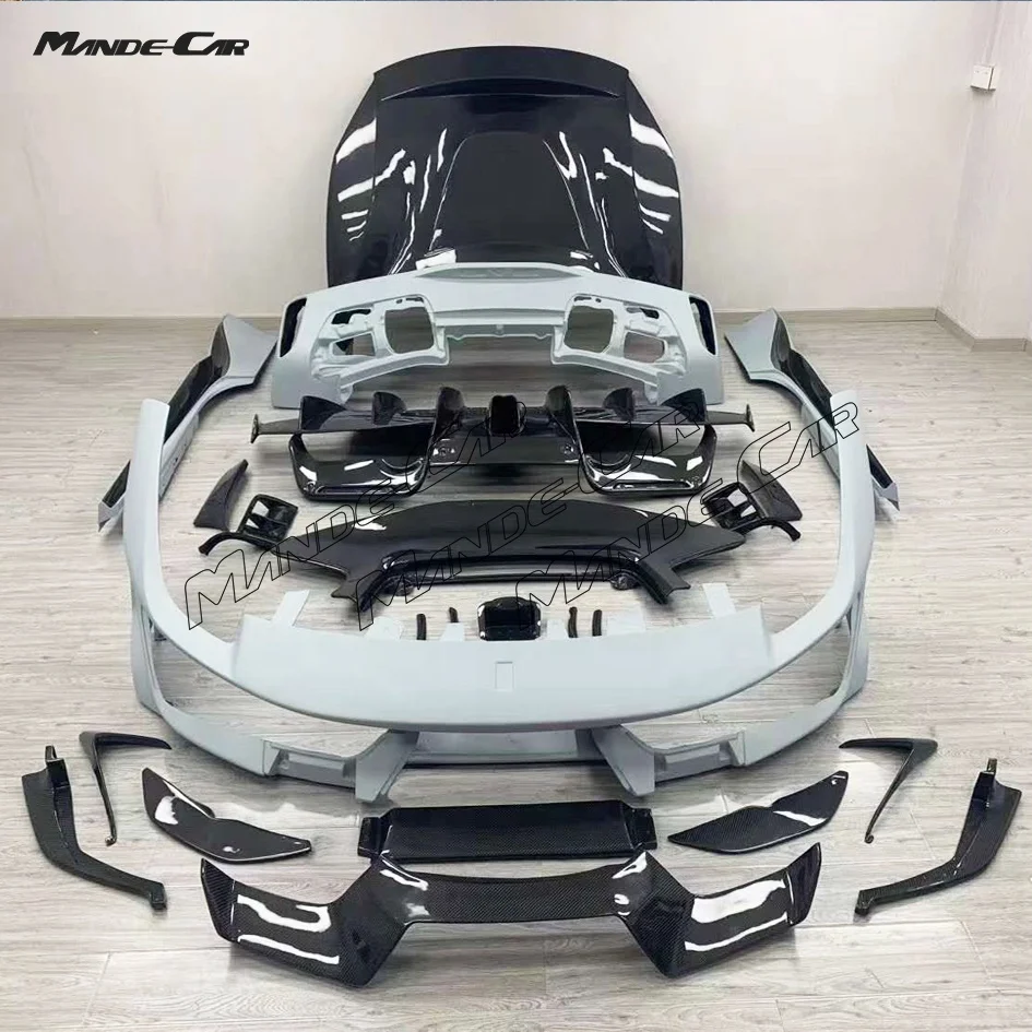 MDK Pista Carbon Fiber Body Kit for Ferreri 488 Spider Front Bumper Side Skirt Rear Bumper Diffuser Hood Cover Aero kit
