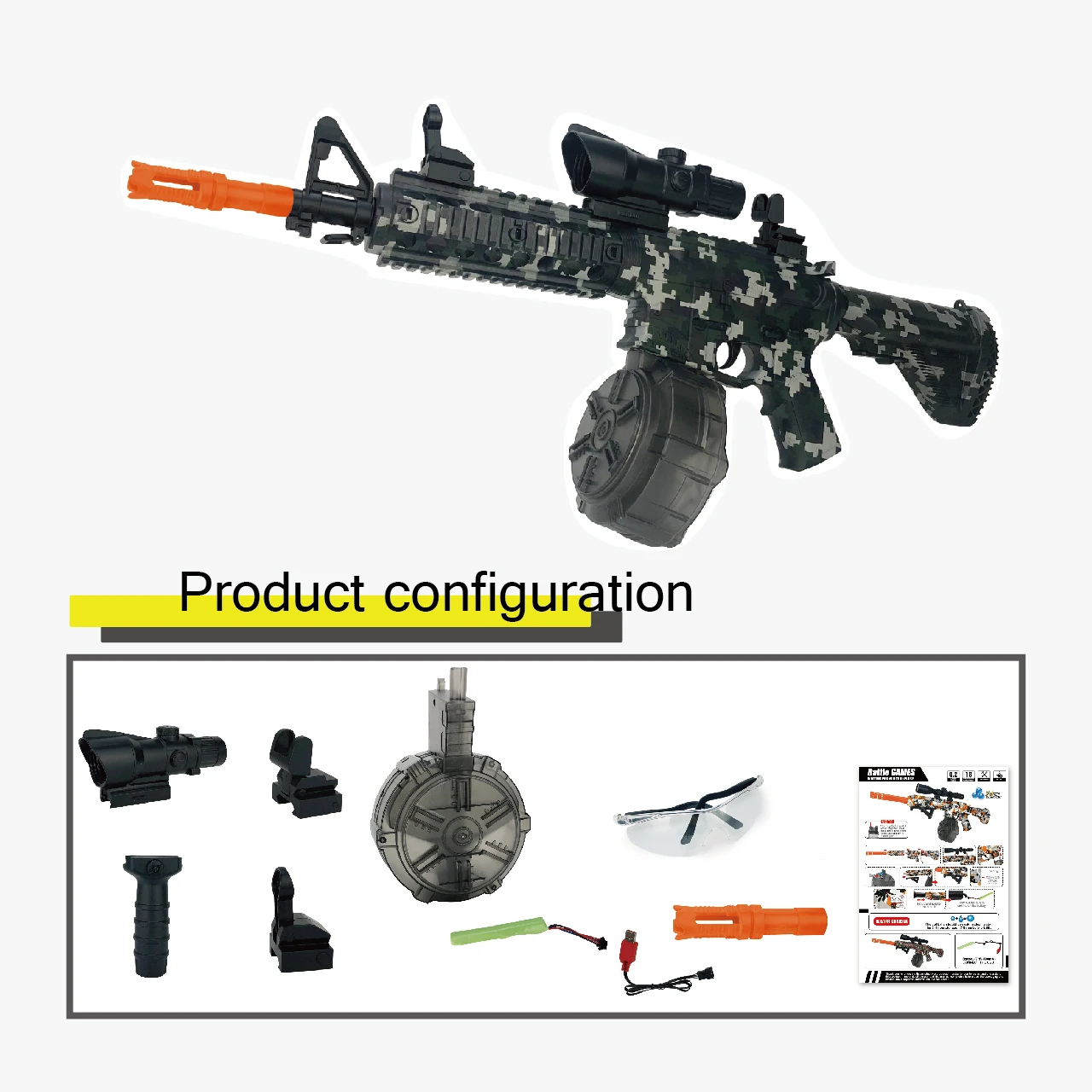 CS Model M4A1 Gel Splat Blaster Toy Gun 7-8 mm Splat Blaster M416 Gel Soft Ball Blaster Toy for Outdoor Play