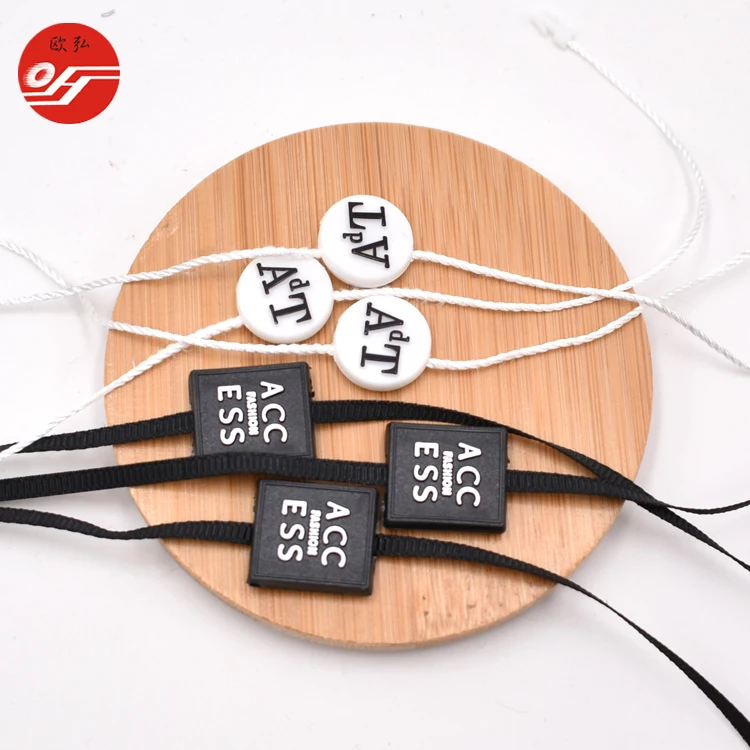 Оптовая продажа, изготовленная на заказ, поворотная бирка для одежды с логотипом бренда одежды, пластиковая герметичная лента, подвесная бирка, застежка для одежды