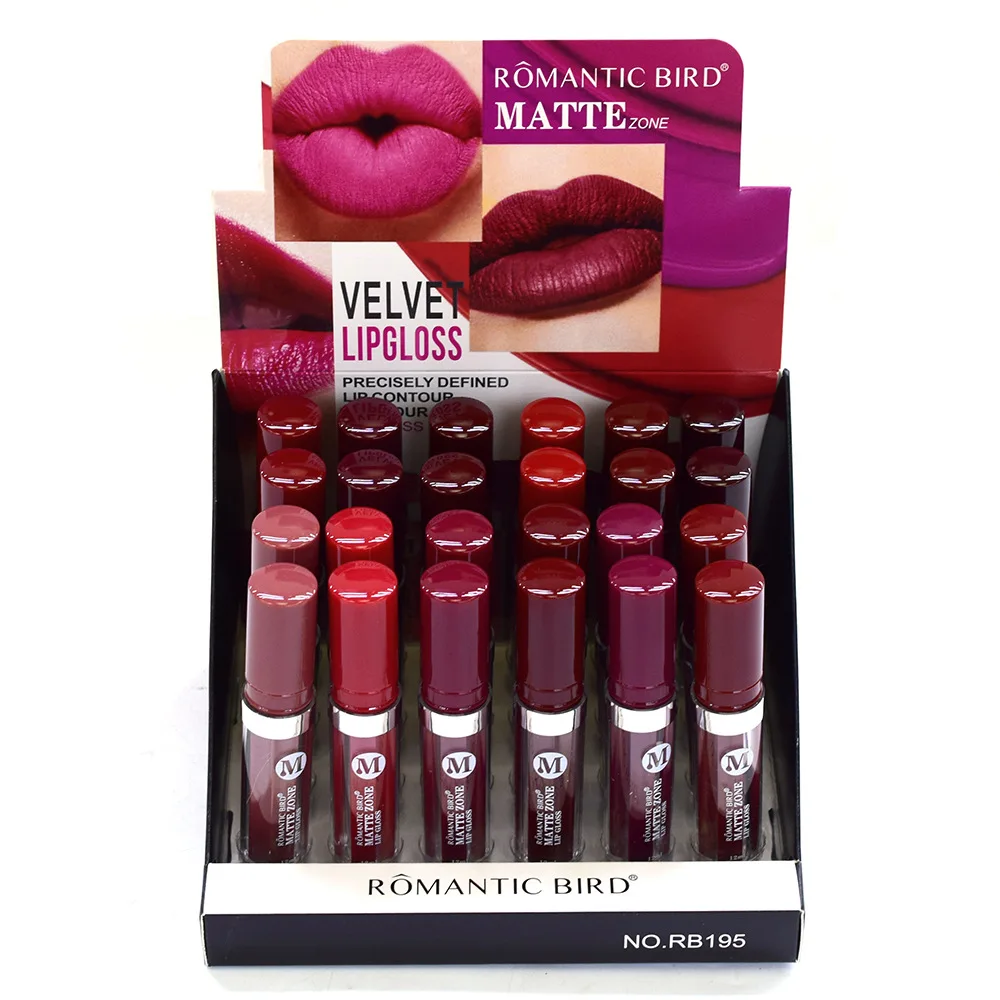 2022 Factory Hot Selling Matte Lip Gloss ROMANTIC BIRD 12 Colors Mixed Red Pieces Red Lip Gloss