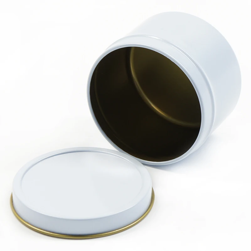 Hot sell deep round slip lid white metal tin can for candle