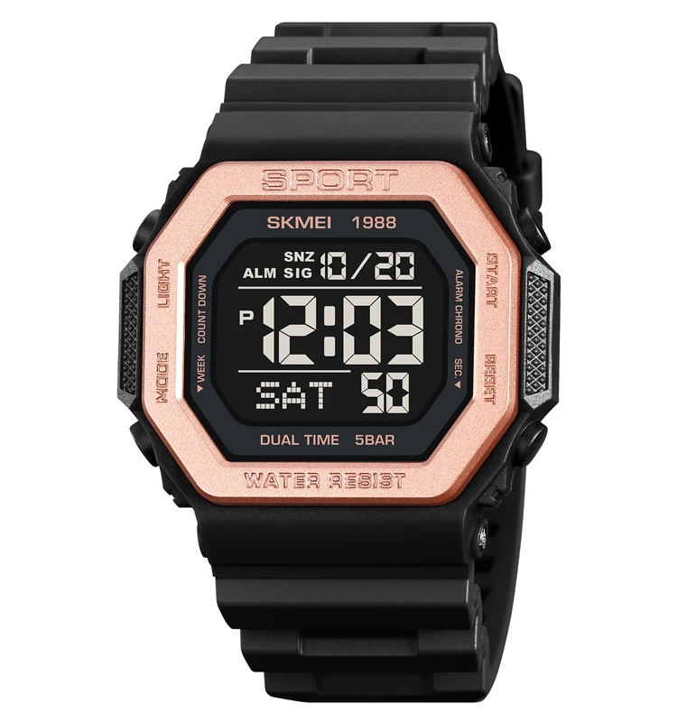 Fashion Digital Wristwatch Men Skmei 1988 Waterproof 50 Meters Black Army Green Watch
