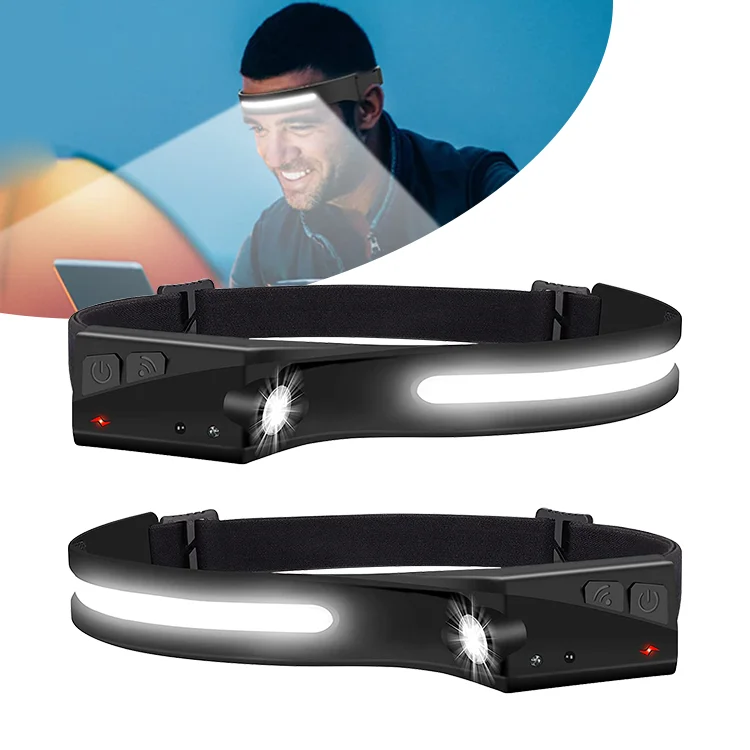 New USB Led Headlamp Headlight  Head Lamp Light COB High Lumen Lithium Battery 5W Black Body COB Headlamp Rechargeable