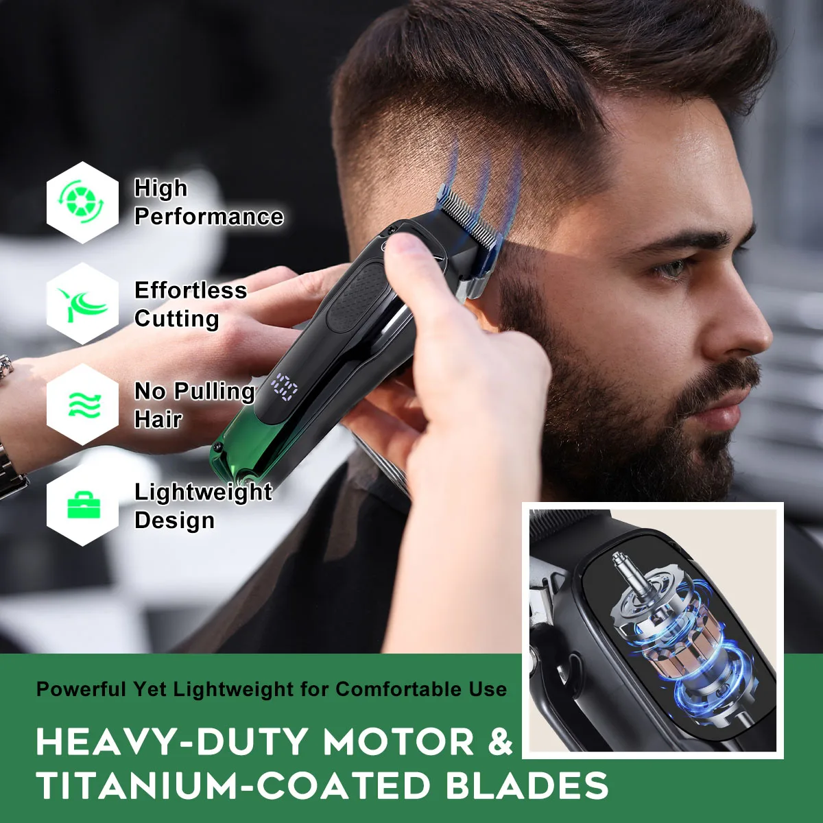 Cordless Professional Hair Clippers Rechargeable Hair Trimmer set  Powerful Hair Grooming Clippers Kit For Man