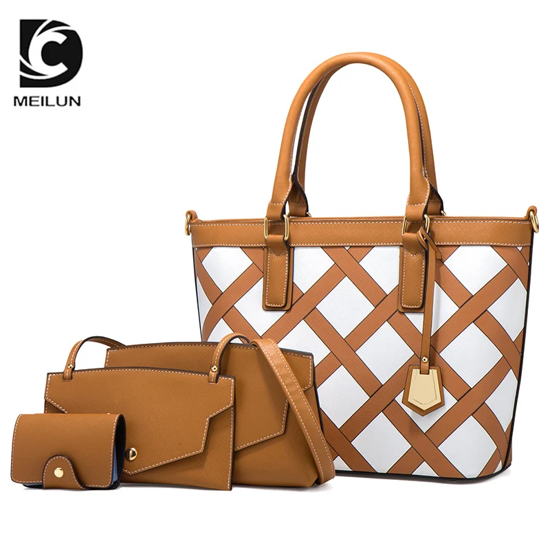 High quality fashion women large tote bags full printed handbag set with low MOQ