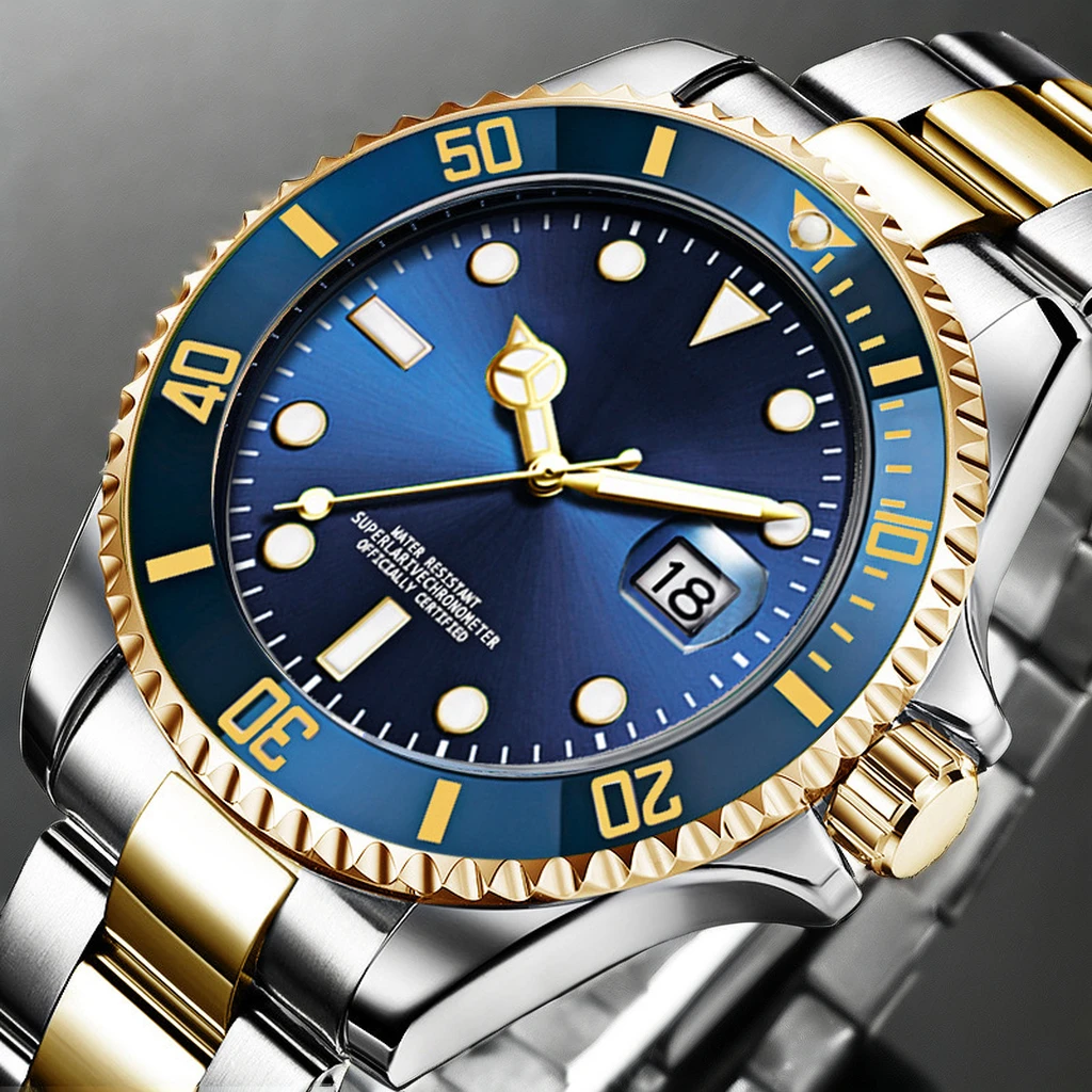 Custom Classic Big Face Wrist Watches Men Business Watches Dress Watch with Day Flywheel Multifunction  Men  Wristwatch