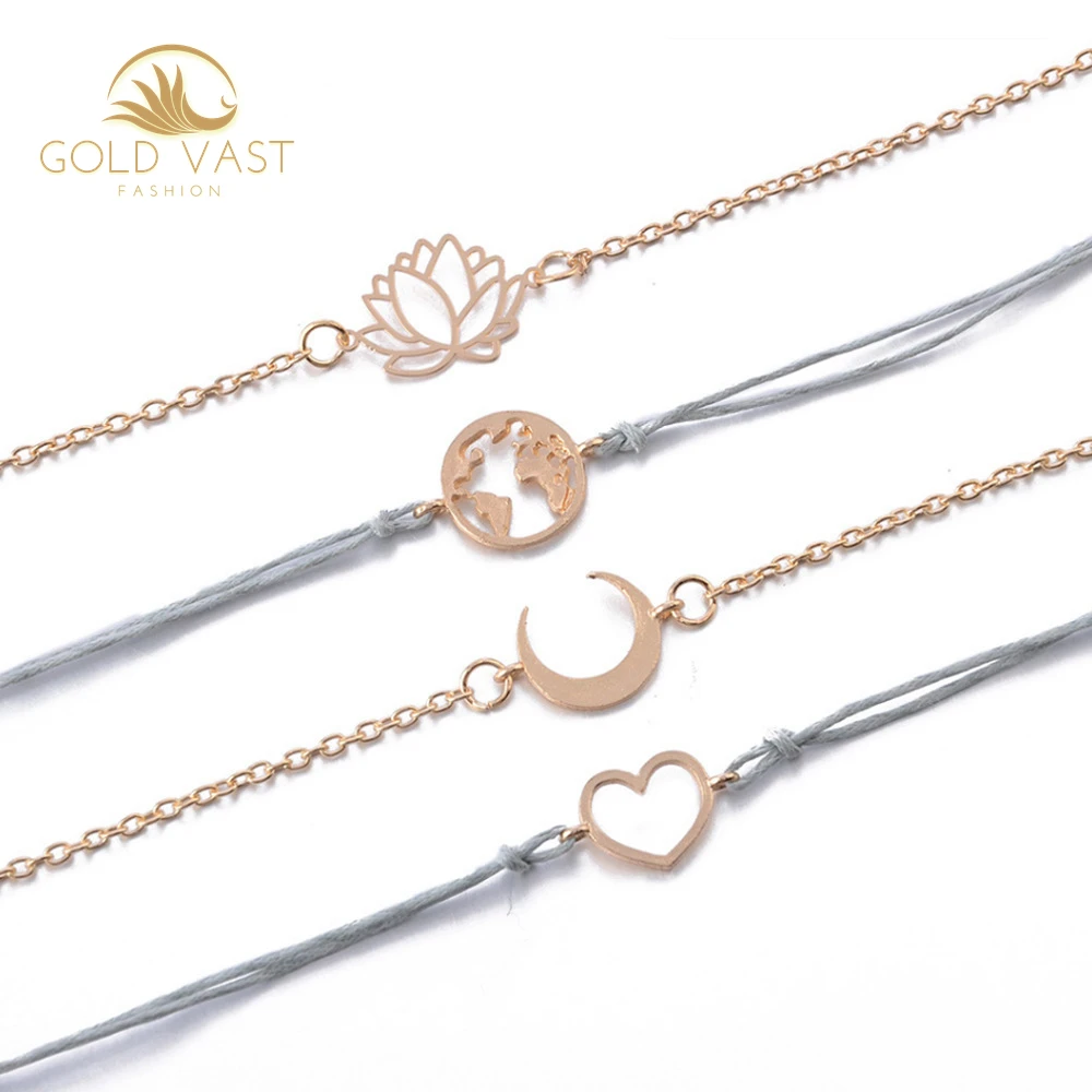 trendy stainless steel gold plated bracelets & bangles bracelets sets alloy charm bracelet in zinc alloy jewelry bijou bijoux or