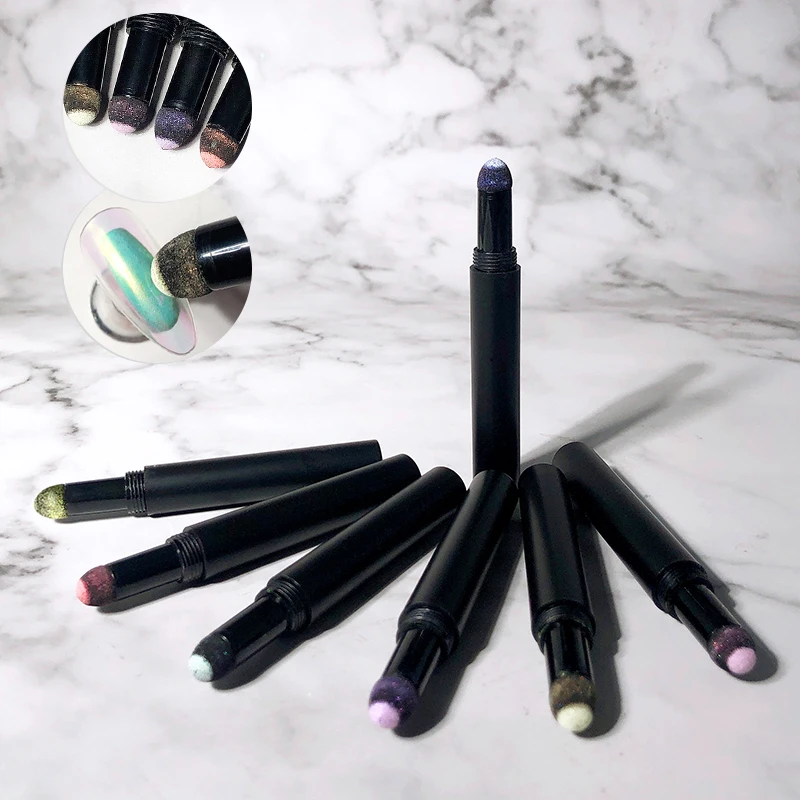 Private Label Aurora Mermaid Metallic Nail Bulk Pigment Powder Dust Colors Chrome Pens