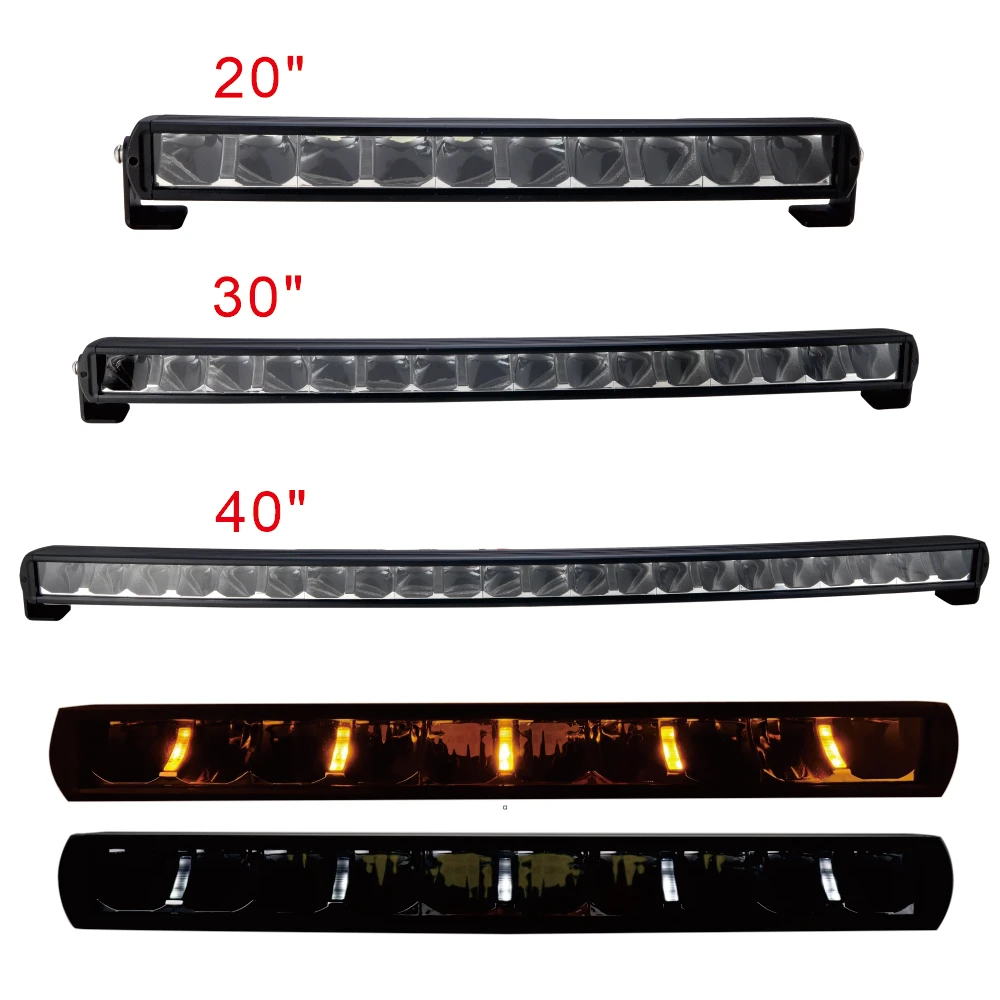 R112 auxiliary 12v 24v waterproof bright LED curved light bar with vertical parking light 100w off road led light bars