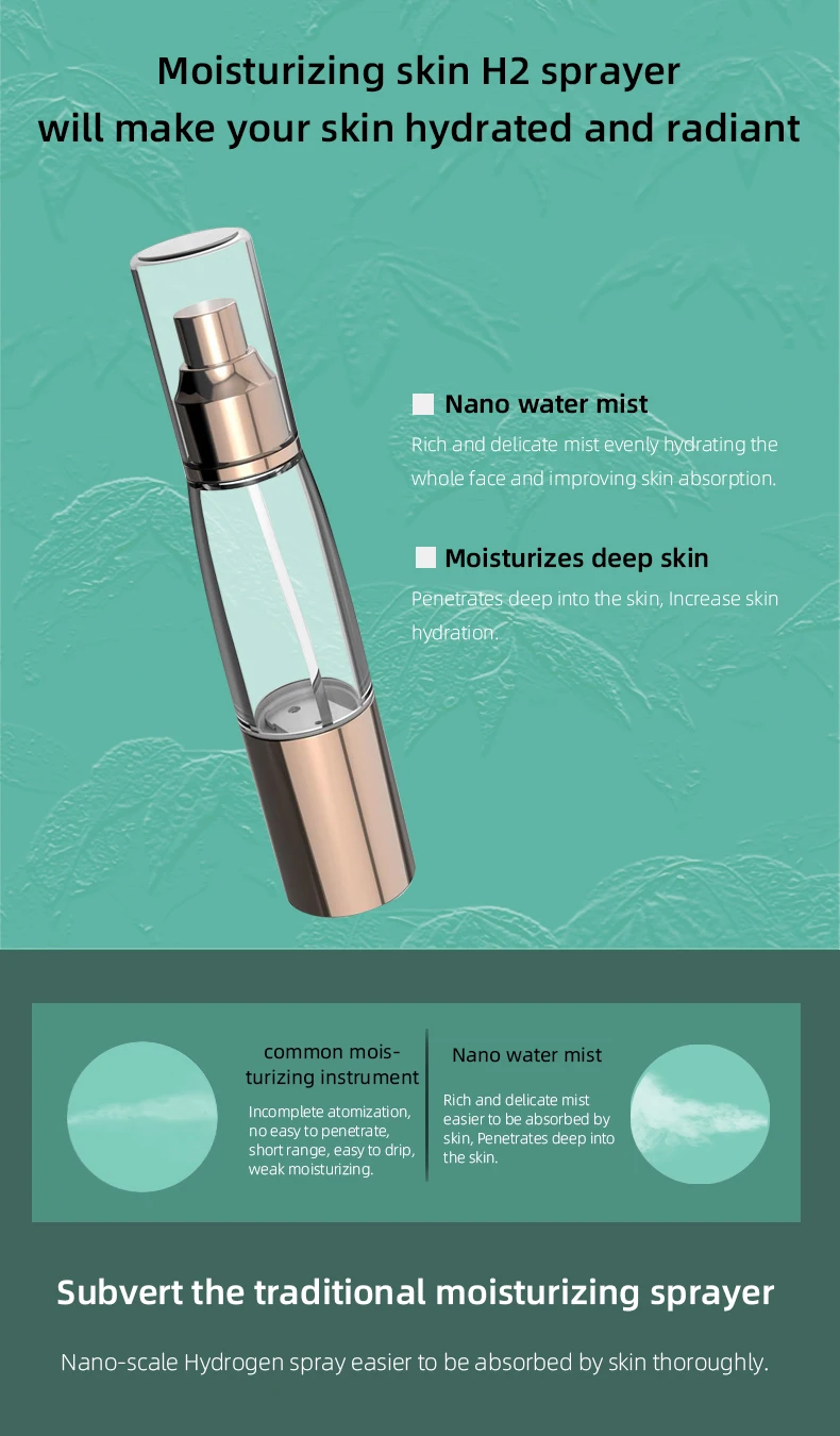 Newest Fashion Skin Care Mini Design Hot Sale Rechargeable Low Price  Press Style Hydrogen Water Vaporizer