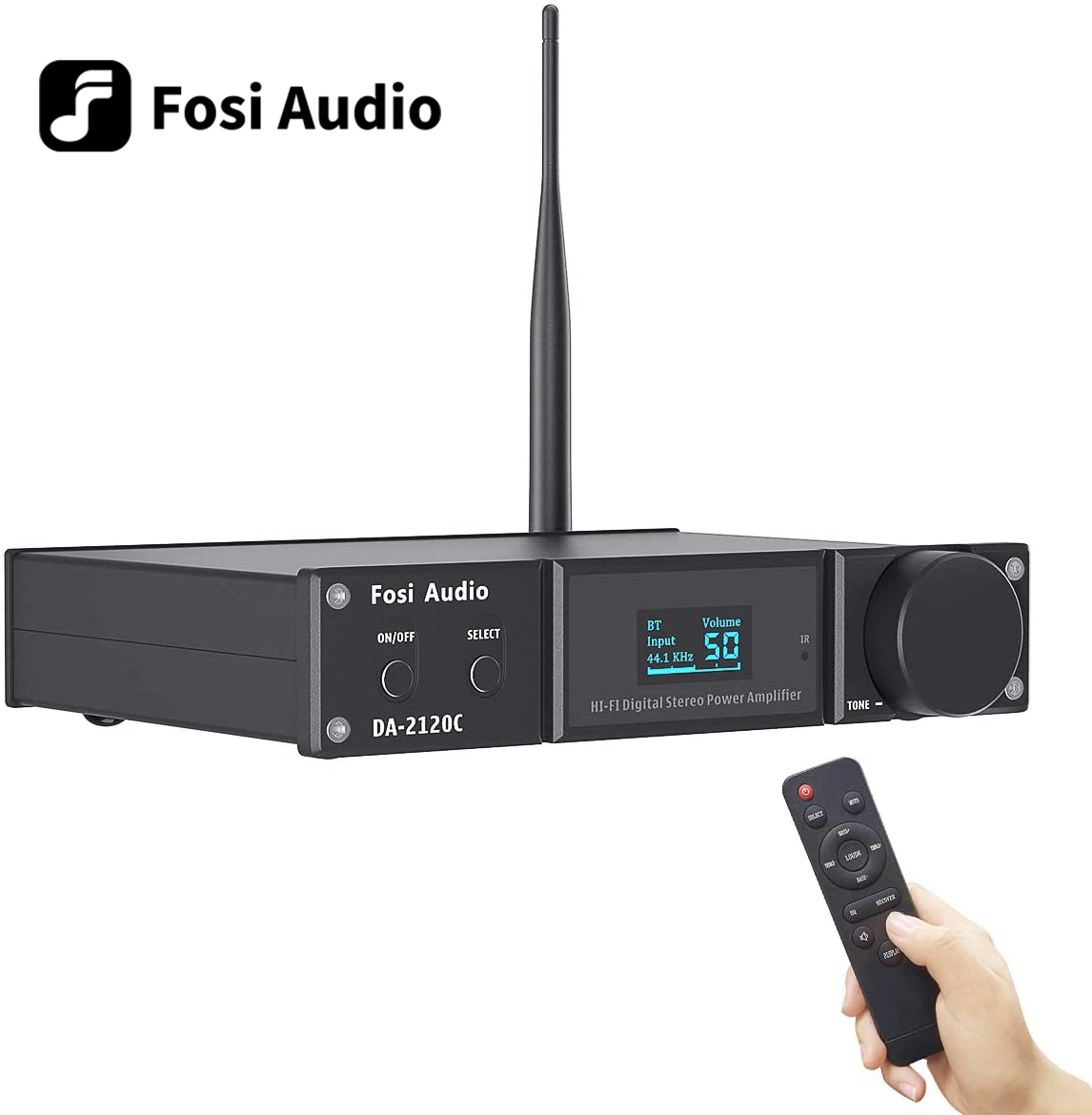 Fosi Audio DA2120C Blue Amplifier 120W x2 Stereo HiFi 2.1 Channel Wireless Stream Class D Mini Power Subwoofer USB DAC AMP