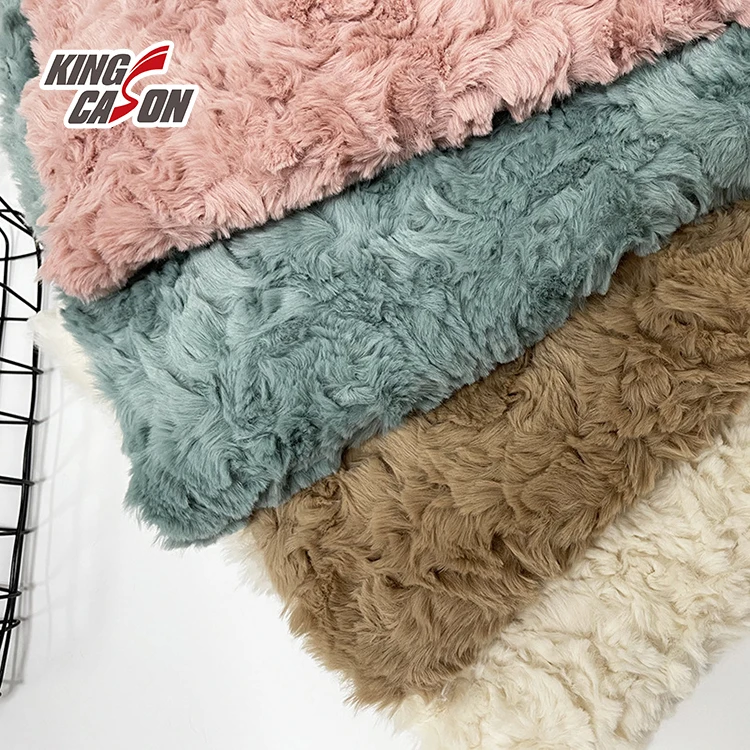 Kingcason Faux Fur Blanket Neck Warmer Manufacturer Sling Bag Pink Jacket Double Sided Capet Faux 450 Gsm Rabbit Fur Fabric