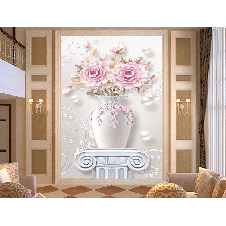 Custom Photo wallpaper living room wall decoration 3d design wallpaper modern home decor Floral Wallpaper Entrance Backdrop Wall